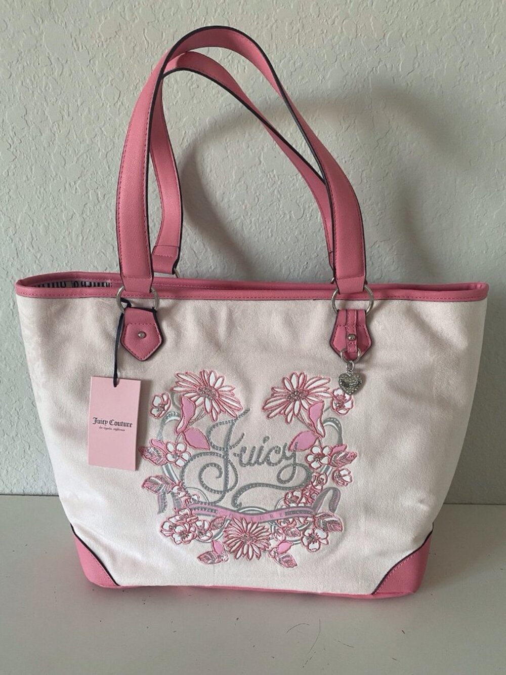 Juicy Couture Juicy In Bloom TOTE Shoulder Bag Purse Powder Blush Pink Floral